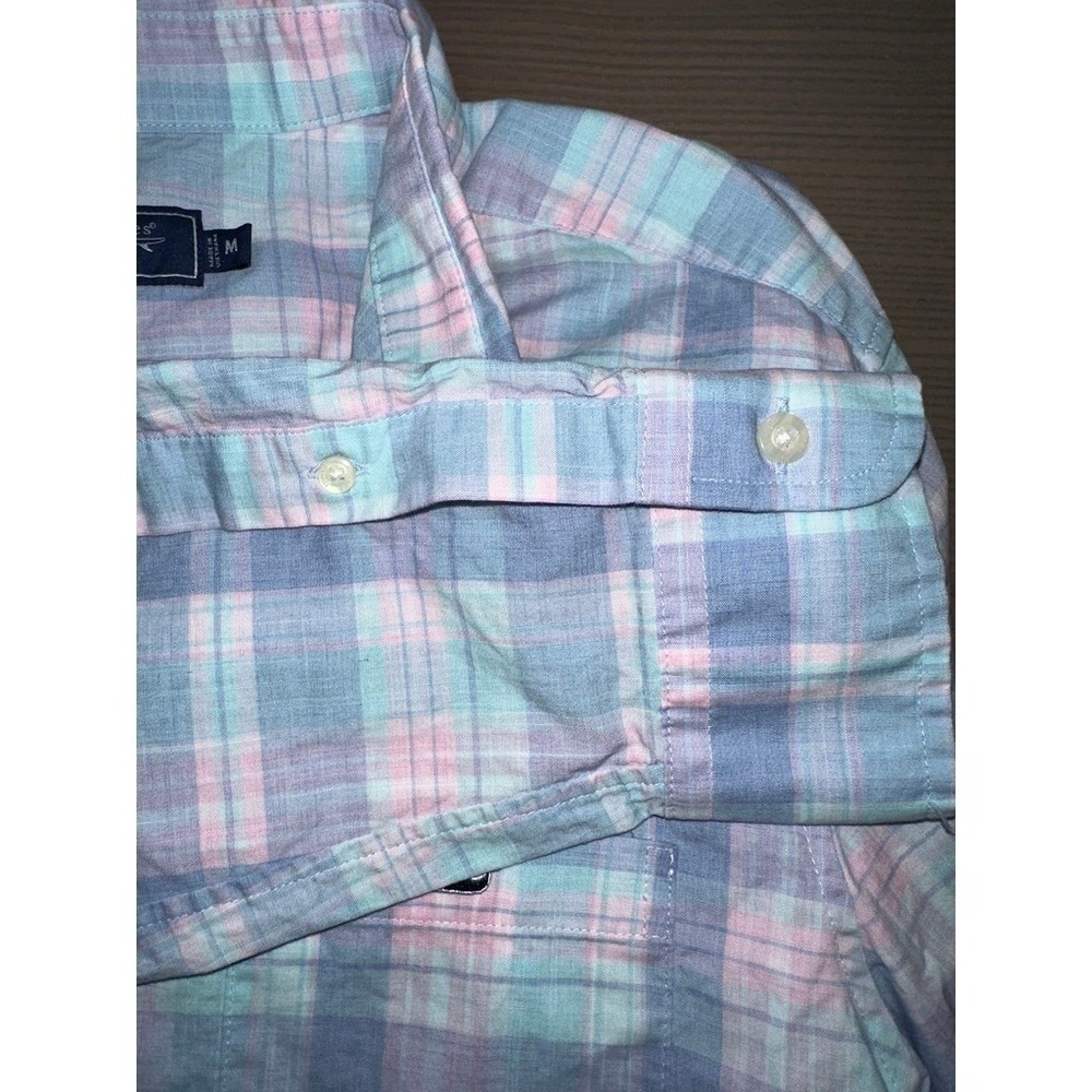 Vineyard Vines Men's M Pink & Blue Plaid Button Down Shirt Stretch - Picture 7 of 7